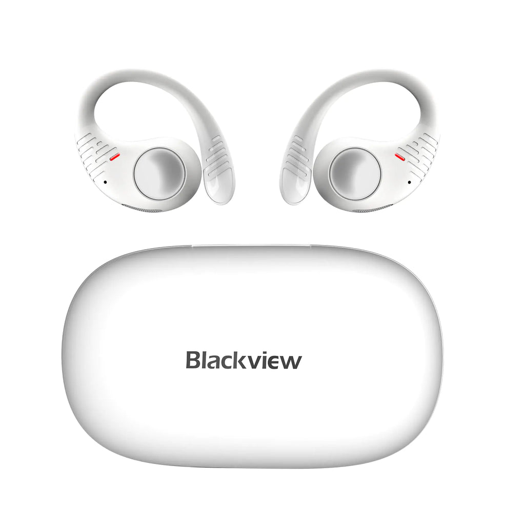 Blackview AirBuds 10 Open Ear HeadphonesWireless Earbuds Bluetooth 5.3 Air Conduction Sport Headsets with EarhooksIPX7Dual Microphone for Running Workout White