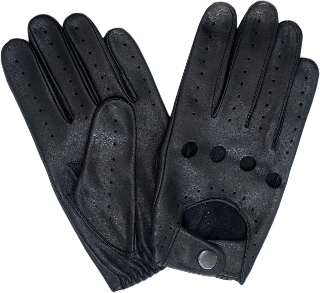 M&H Since 1978 Driving Gloves for men - Mens Leather Gloves - Car Driving Gloves - Driving Gloves (Black M)