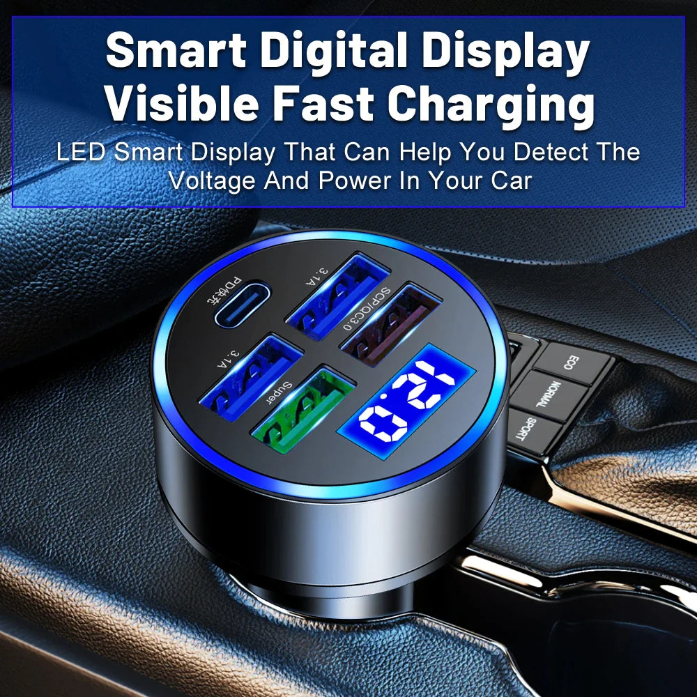 5 USB Port Super Fast Car Charger Adapter For iPhone Samsung Android Cell Phone