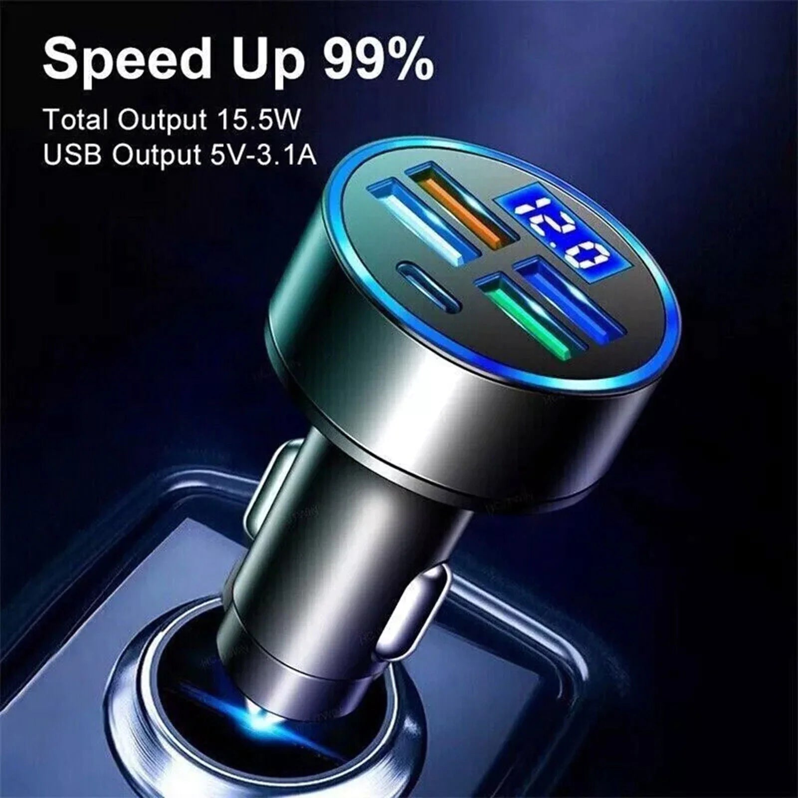 5 USB Port Super Fast Car Charger Adapter For iPhone Samsung Android Cell Phone