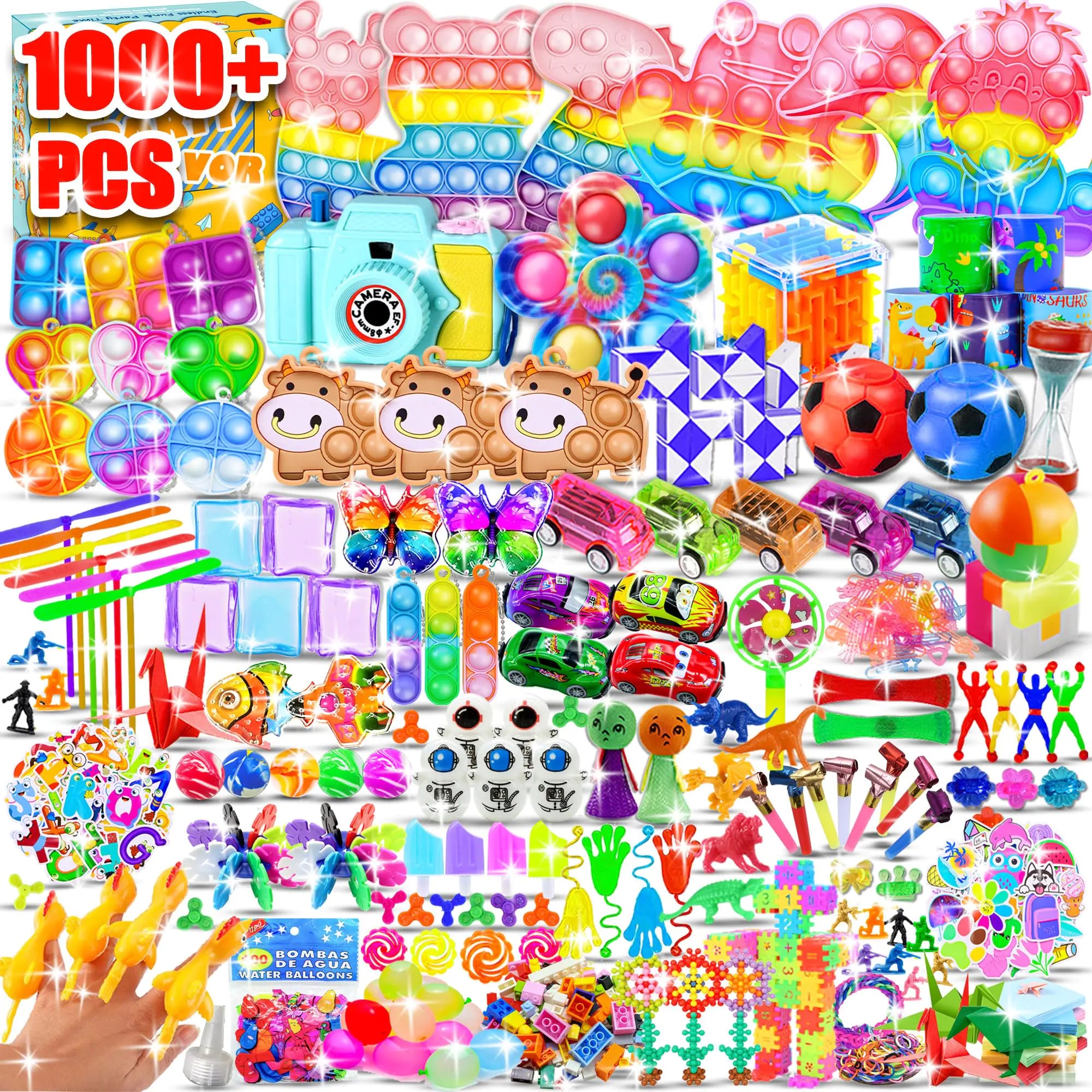 1000+ Party Favors for Kids 6-8 8-12 Fidget Toys Pack Carnival Prize Box School Classroom Rewards Loot Bag Fillers Goodie Bag Stocking Stuffers Birthday Easter Chirstmas Gift for Girls Boys